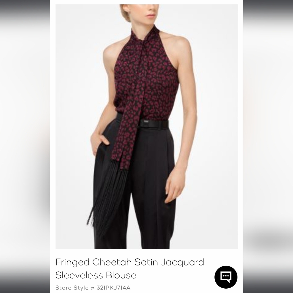 Michael Kors COLLECTION Silk Burgundy Leopard Top